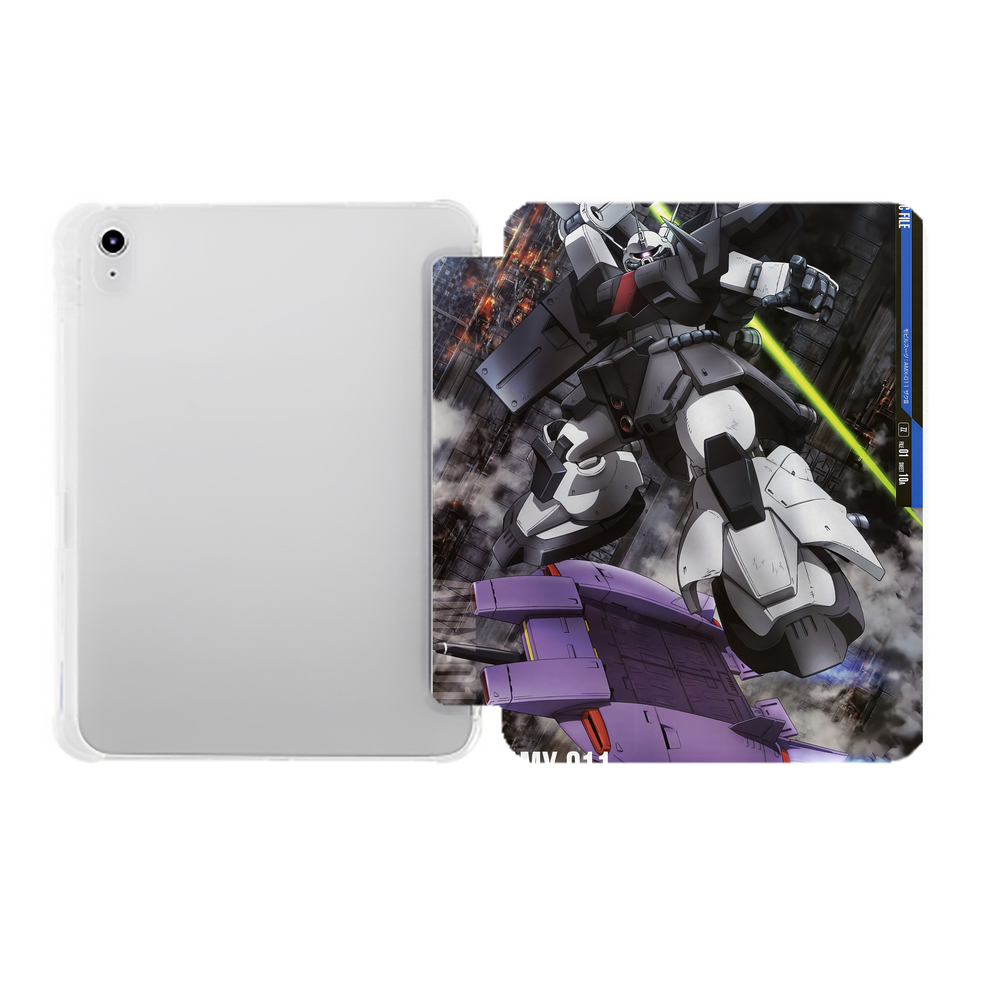 （画像用） 機動戦士ガンダム Mobile Suit Gundam IPad ケース ペン収納付き 三つ折りスタンド PUレザー×シリコン 対応機種9.5/10.5/10.9インチ